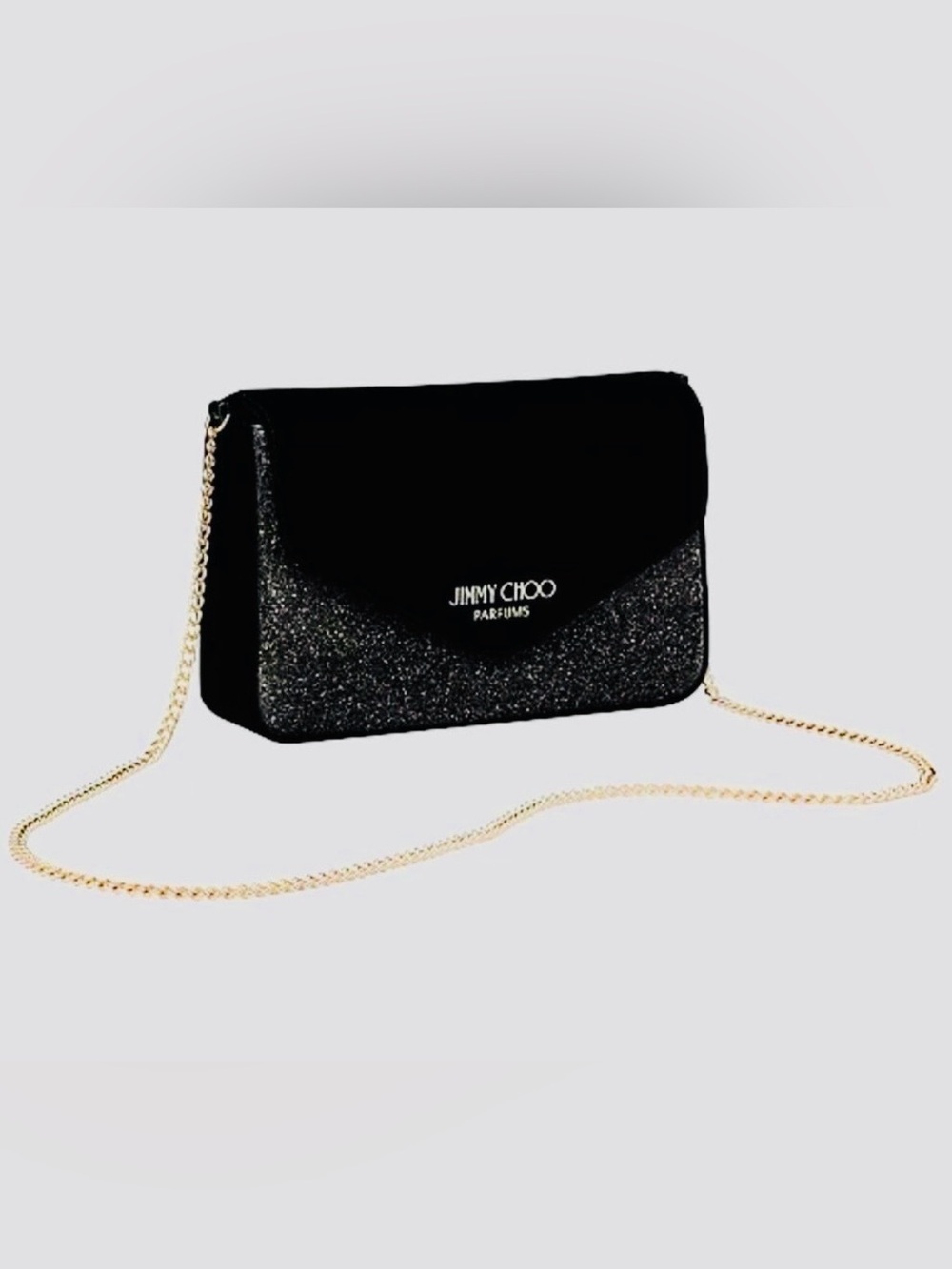 Jimmy Choo Black Glitter Chain Crossbody Bag; NWT